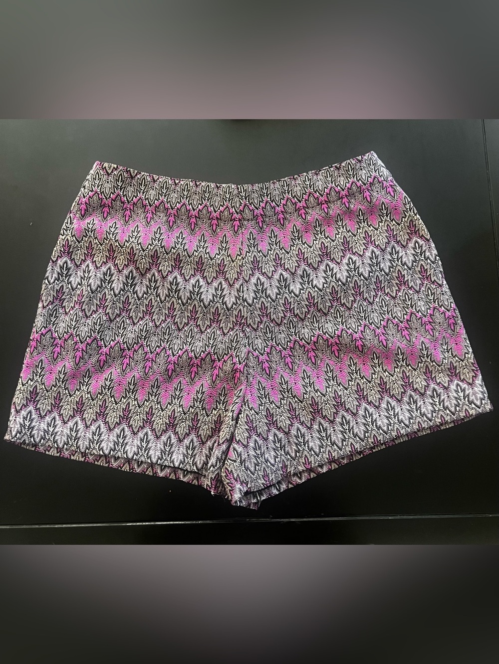 Ark & Co Pink Purple and Black Patterned Missoni look High Waist Shorts